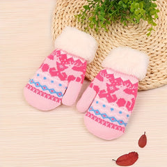Kids' Warm Christmas Snowflake Gloves, Ages 3-6