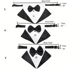 Formal Dog Tuxedo Bandana with Bow Tie for Weddings Graduations Dress Up