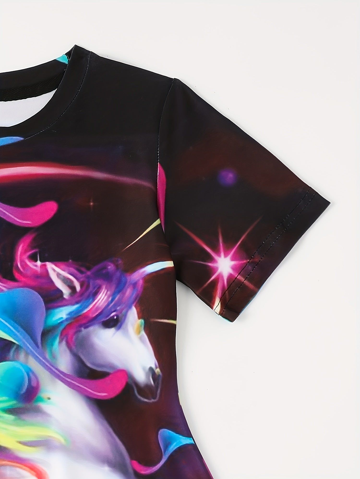 Girls Unicorn Graphic Dress Crew Neck 3D Print Summer Clothes