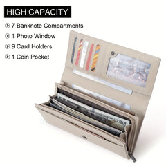 HUMERPAUL Women's Trifold Long Wallet Vintage Card Slots Large Capacity