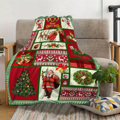 Christmas Bell Elk Plaid Blanket Winter Warm Flannel Blanket