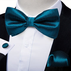 Men's Bow Tie Set Solid Paisley Silk Bow Tie Cufflinks