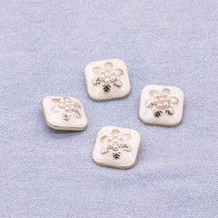 4pcs Snowflake Pattern Pearl Men's Decorative Buckle DIY Shirt Tie Coat