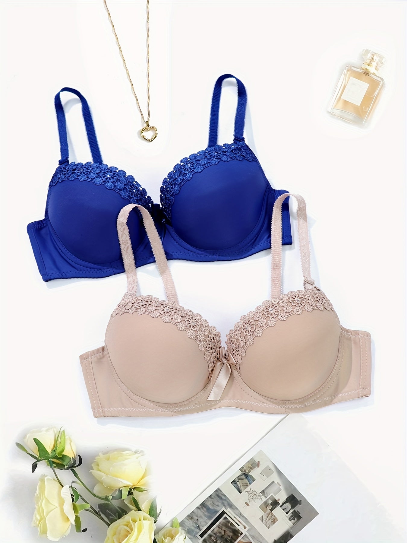 Push Up Bras with Contrast Lace Set of 2