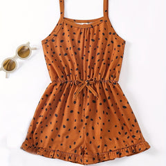 Girls Polka Dot Cami Jumpsuit Romper Playsuit Elastic Waist