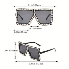 Y2K Rhinestone Oversized Square Sunglasses for Women UV400