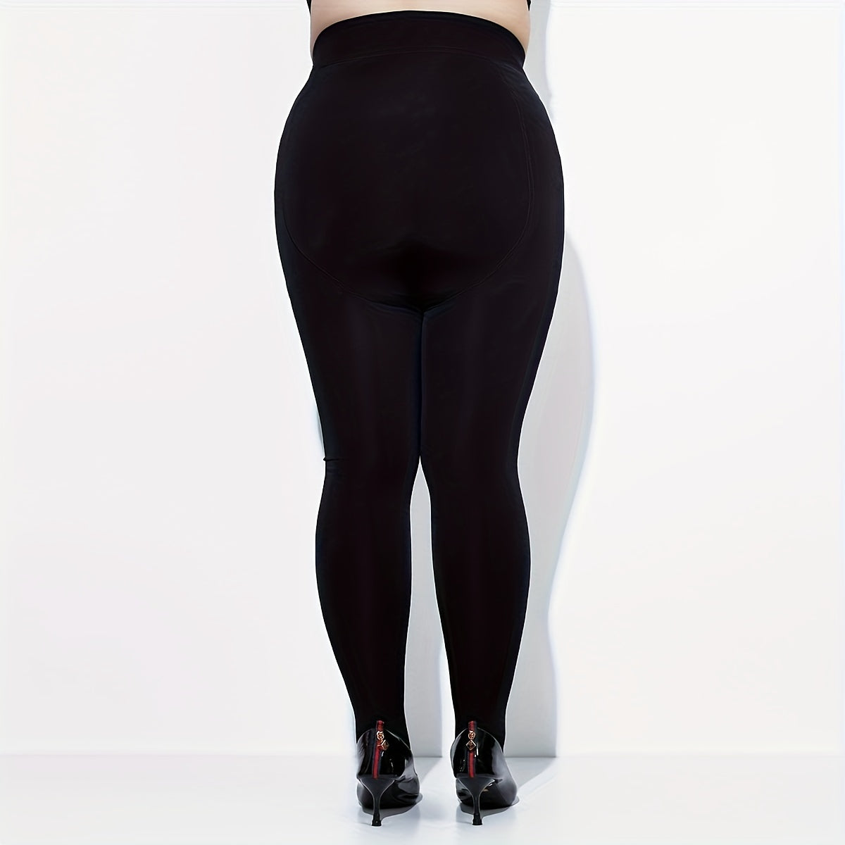 Casual Stockings Women's Plus Solid High Rise Elastic Waist Footed Tig