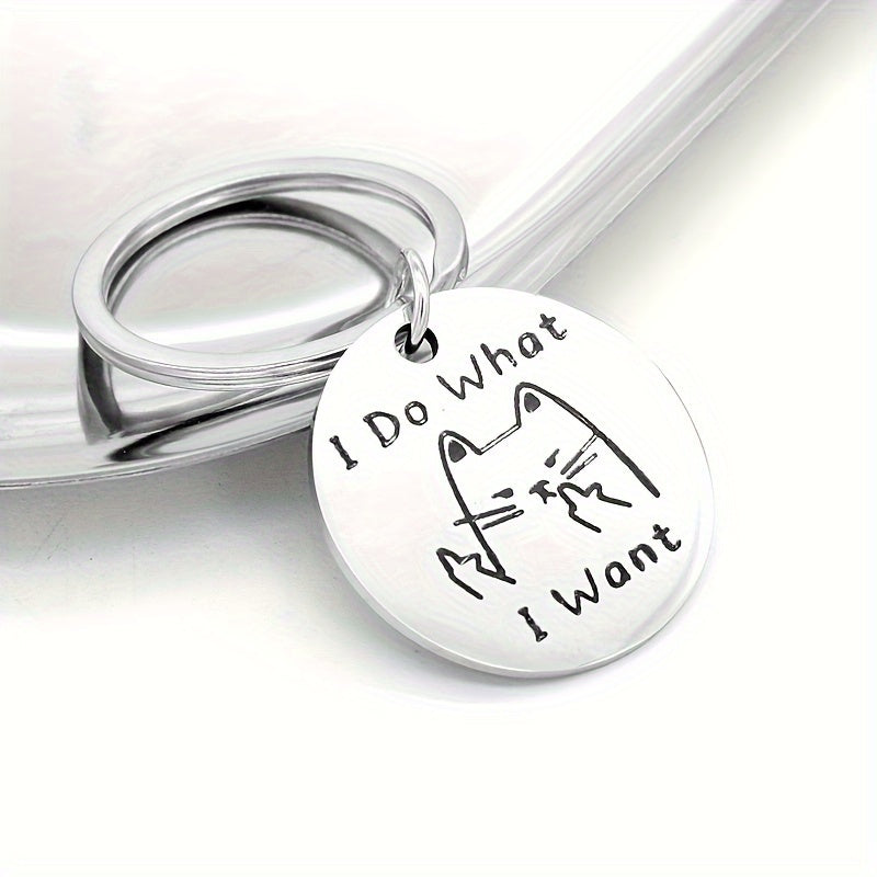 Kitten Pattern Stainless Steel Keychain Keyring Car Key Charm Pendant