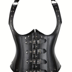 Gothic Halter Shaping Tops Tummy Control Lace Up Slimmer Top