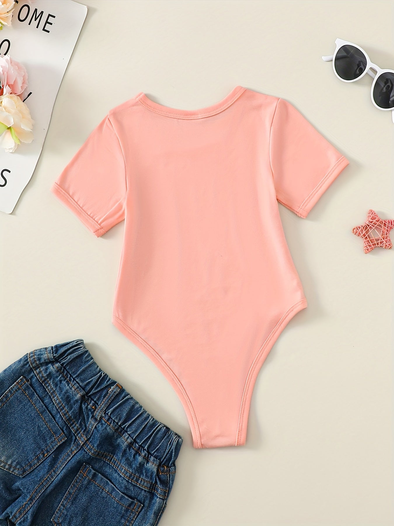Toddler Girls Letter Graphic Rompers Onesie Kids Summer Clothes
