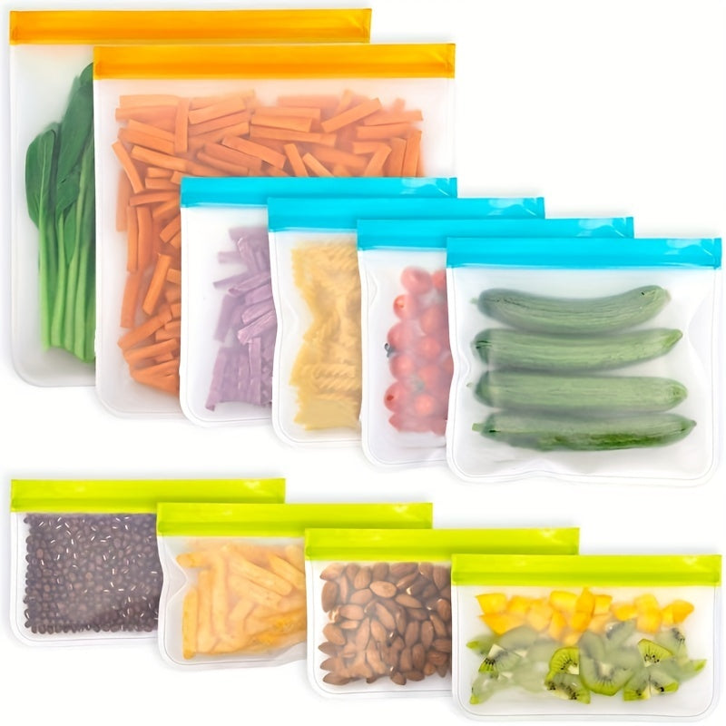 10pcs Food Storage Zipper Bags Reusable Leak Proof Freezer Fresh keeping Bags