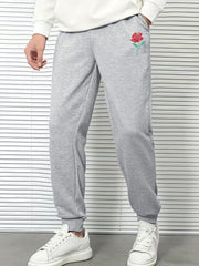 Men's Rose Print Drawstring Sweatpants Active Jogger Pants