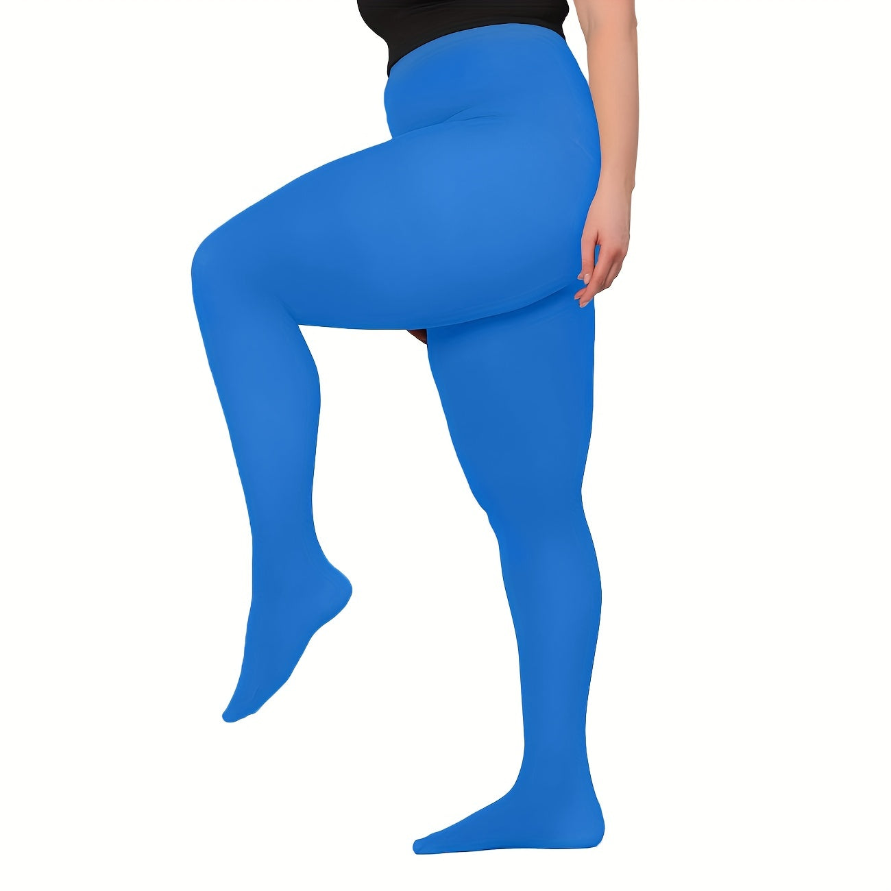 Solid Stretchy Control Top High Rise Semi Opaque Nylon Pantyhose