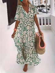 Casual Dress Women's Plus V-Neck Stretch Maxi Dress