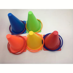 Throwing Game with 5 Soft Marking Buckets and 10-20 Mixed Furrels