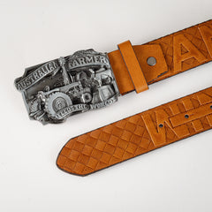 Men's Retro Tractor Pattern Buckle Belt For Outdoor Party