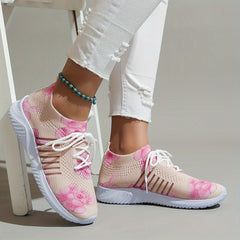 Women's Flower Pattern Lace up Front Sporty Running Shoes