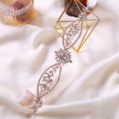 Silver Flower Pearl Hair Comb Wedding