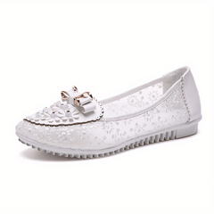 Women's Flower Mesh Flat Shoes Soft Sole Slip On Casual Flats