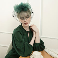 Women Yarn Flower Head Piece Derby Hat Accessories
