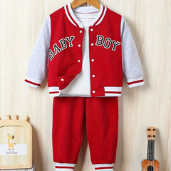 Baby Boy Print Outfit Buckle Jacket & Pants Suit Daily Wear
