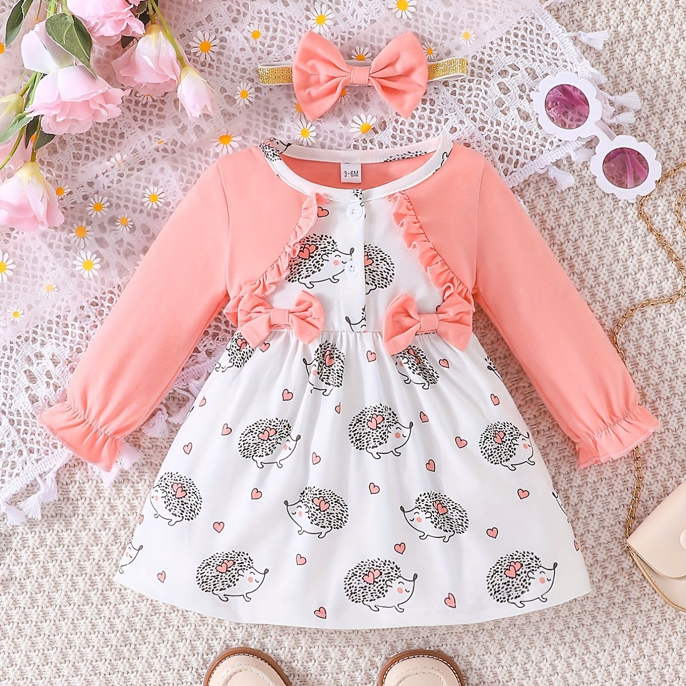 Baby Girl's Cartoon Print Splicing Dress