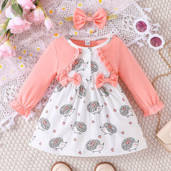 Baby Girl's Cartoon Print Splicing Dress