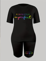 Short Sleeve Crew Neck T Shirt & Shorts 2pcs Set for Women