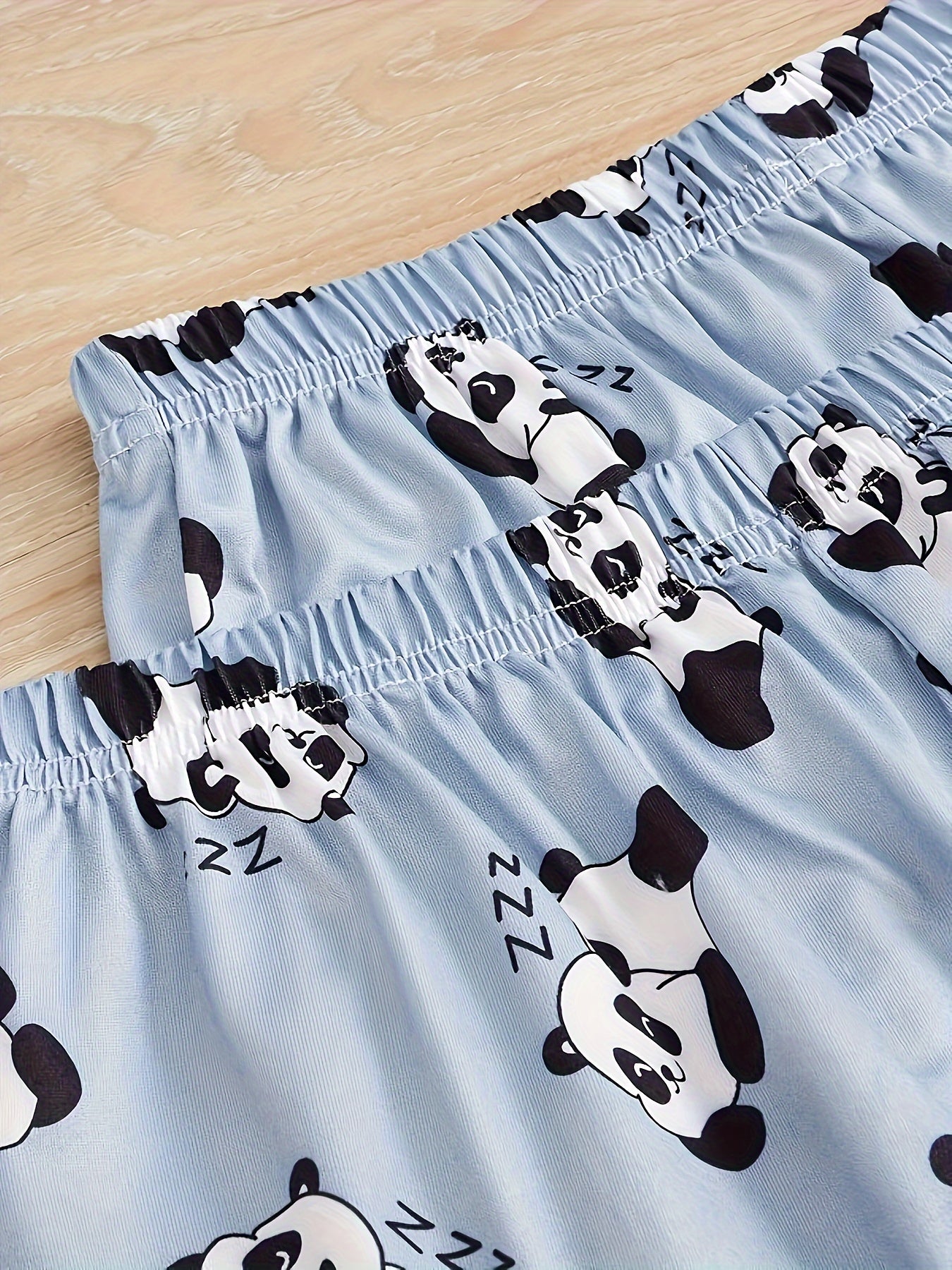 Cartoon Panda Print 3 Pc Loungewear Set Women's Plus