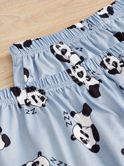 Cartoon Panda Print 3 Pc Loungewear Set Women's Plus