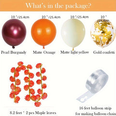 95pcs Thanksgiving Balloons Fall Party Supplies Balloons & Maple Leaves Decor