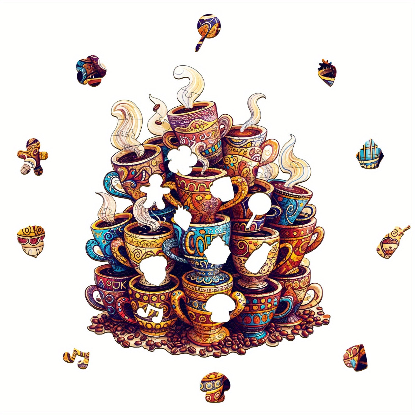 Coffee Dream Wooden Puzzle Animal & Floral Colors Adult Brain