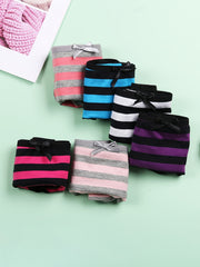 6 Pcs Striped Bow Tie Briefs Comfy Stretchy Intimates Panties