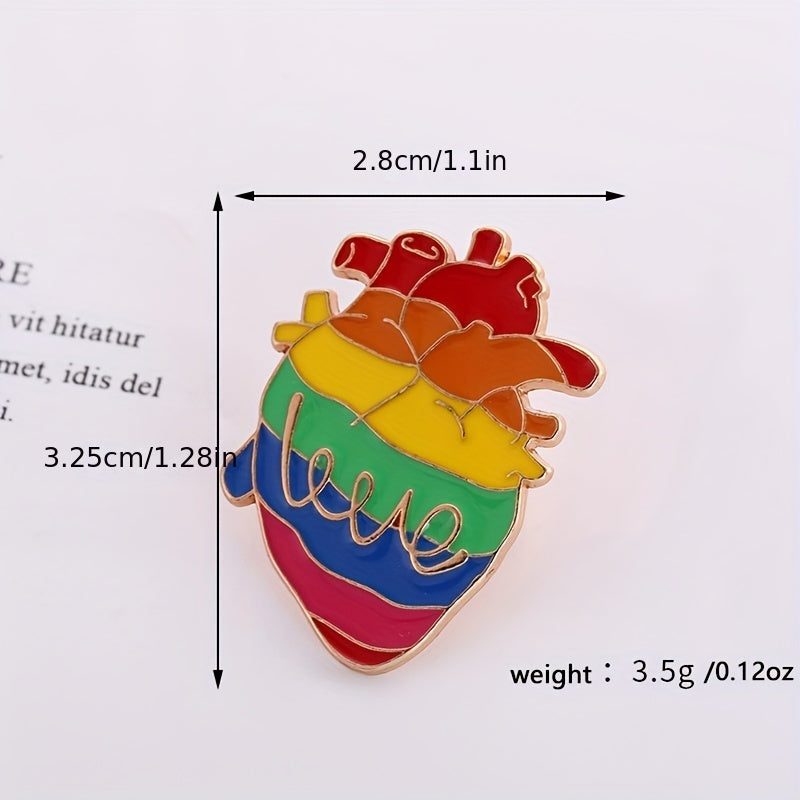 Assorted Shapes Rainbow Stript Brooch Dripping Paint Metal Badge Bag Decoration