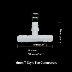 5pcs T Style Tee Connectors Hose Barb Fitting 3 Way Plastic Tubing Joint