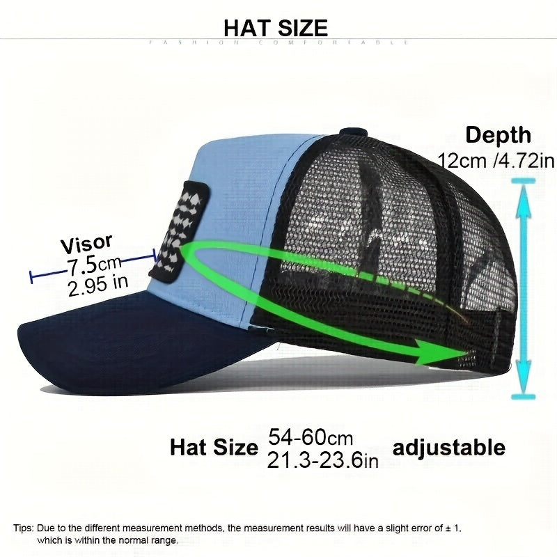 Fish Flag Patch Baseball Cap Unisex Mesh Trucker Hat