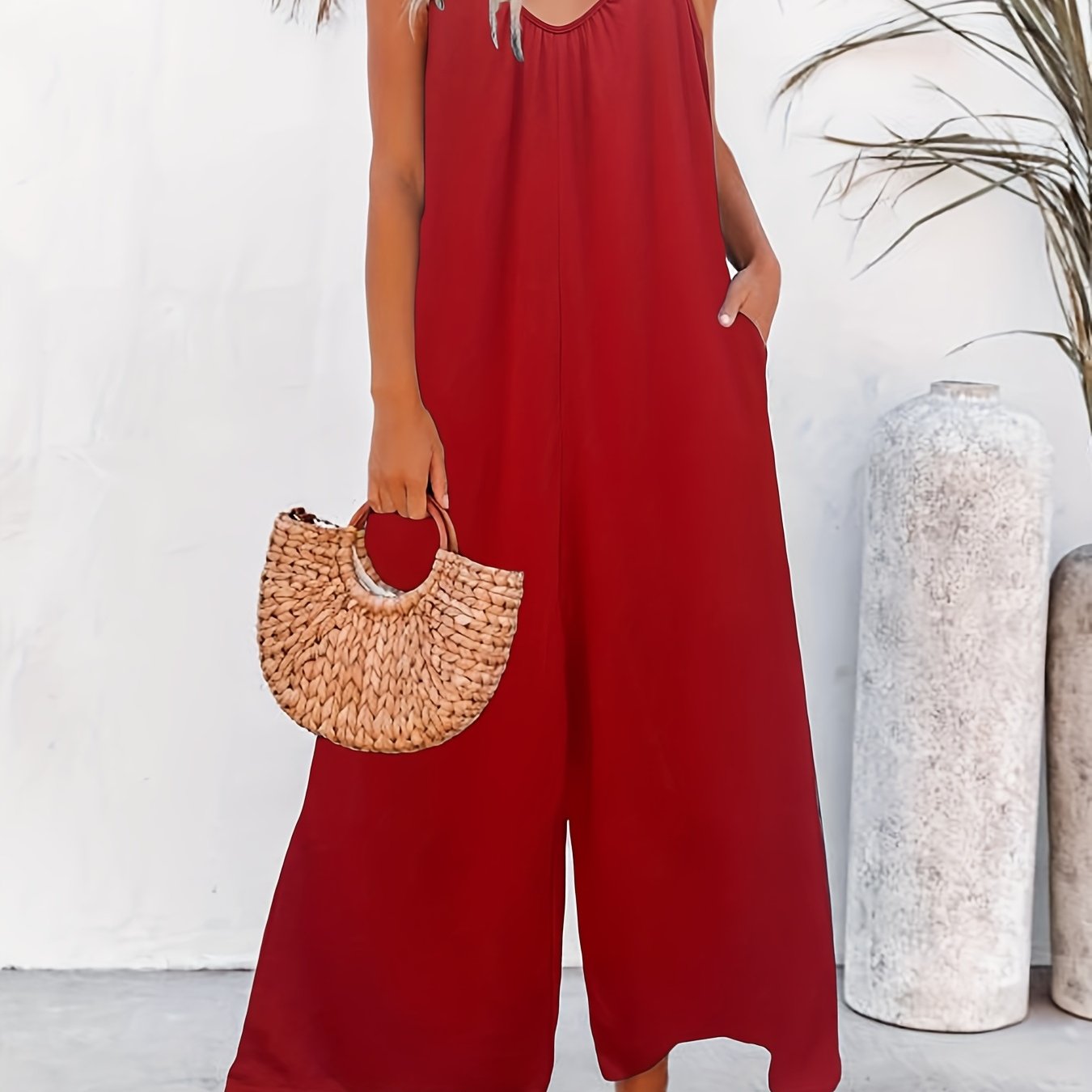 Casual Wide Leg Sleeveless Jumpsuit