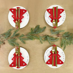 4pcs Christmas Tree Cutlery Holder Felt Fork Spoon Bag