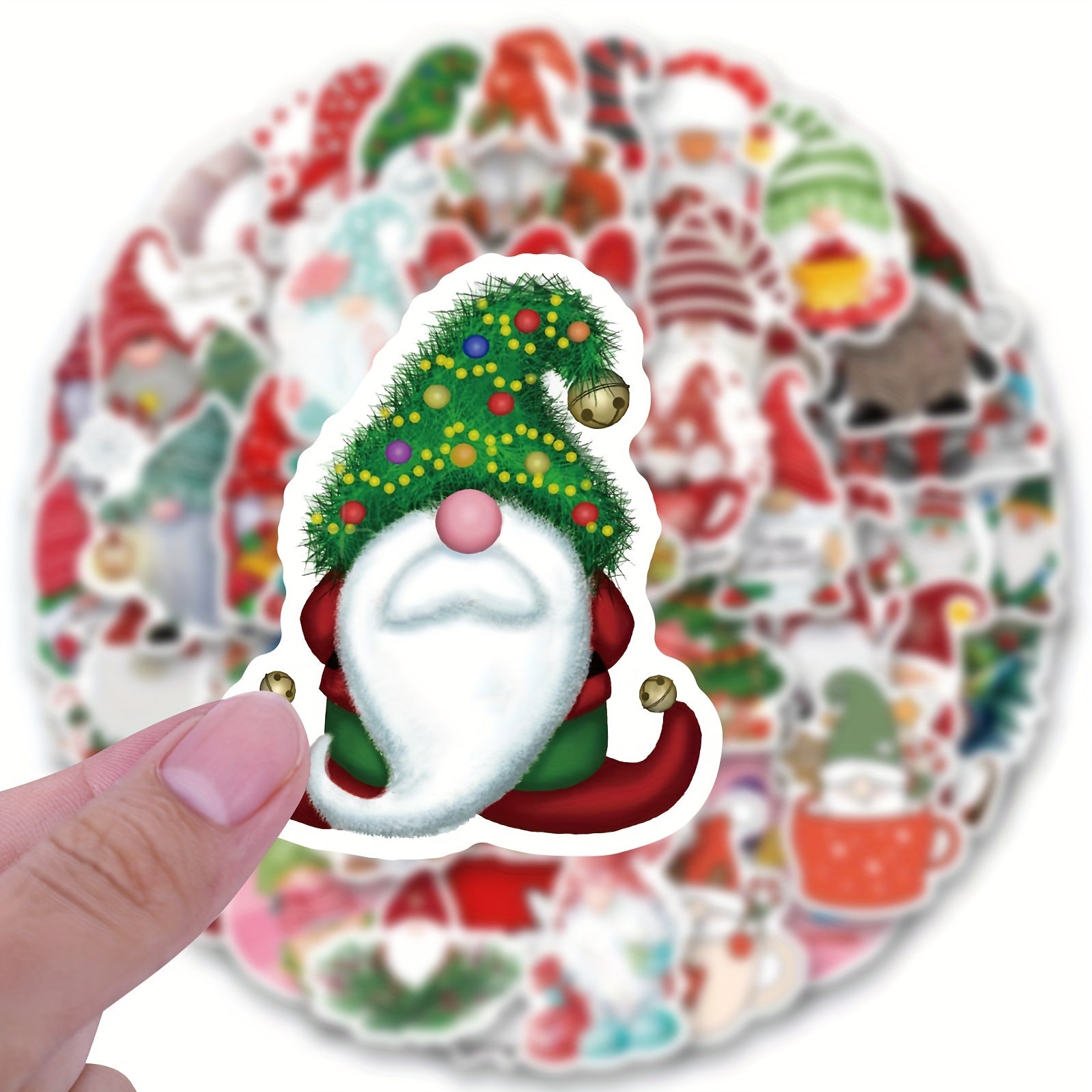 55pcs Christmas Gnome Stickers Pack Cartoon Vinyl Waterproof Stickers