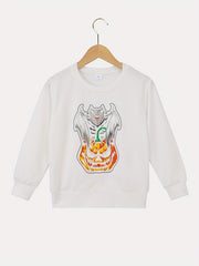 Boy's Halloween Bat & Pumpkin Print Sweatshirt for Outdoor