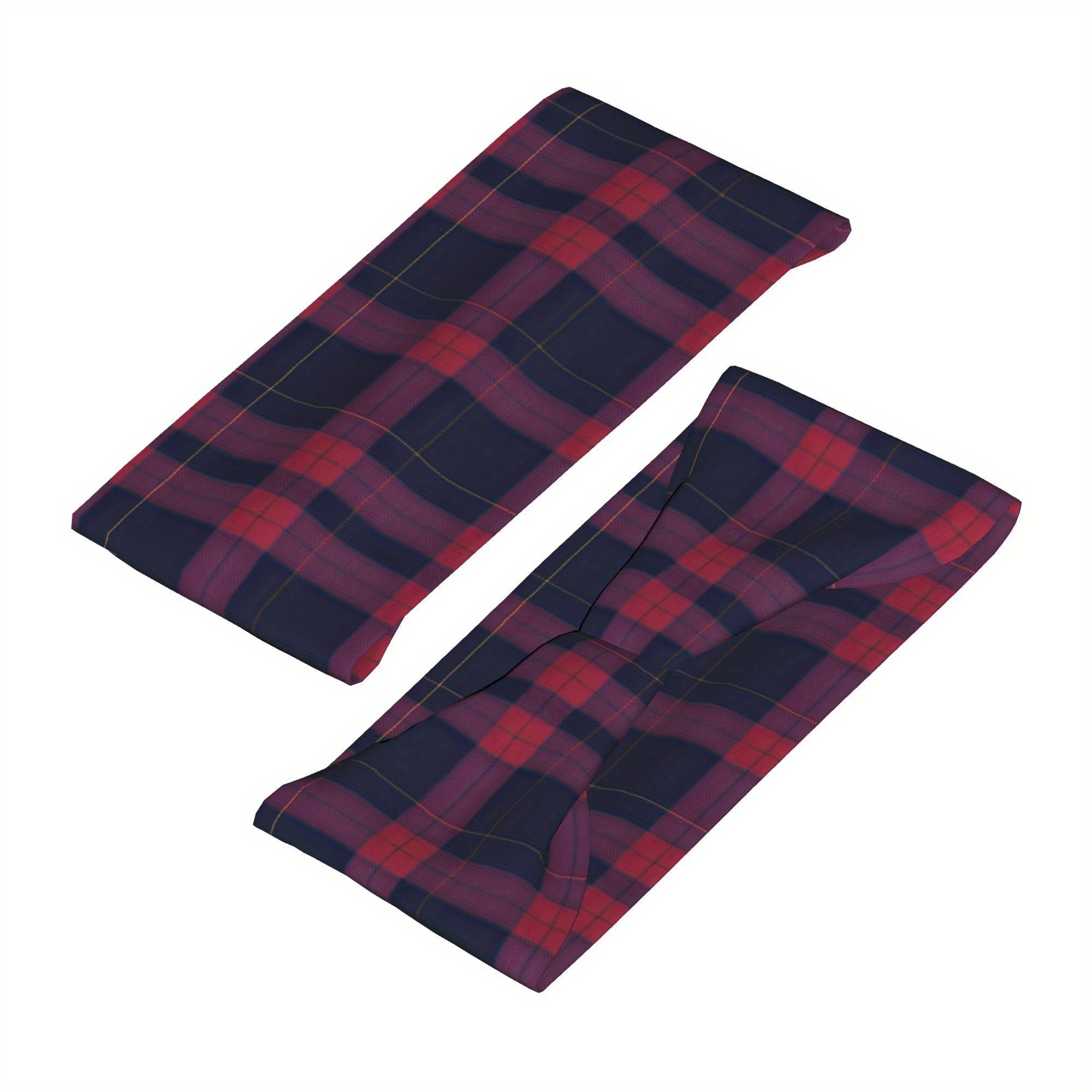 Men's Vintage Plaid Headband Navy Red Yellow Grid Pattern
