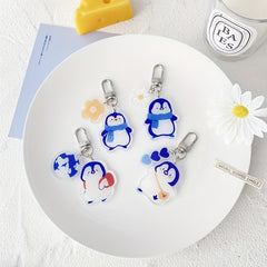Cartoon Penguin Acrylic Keychain Double Sided Bag Pendant