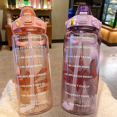 2L 67oz Sports Water Bottle with Straw and Time Marker