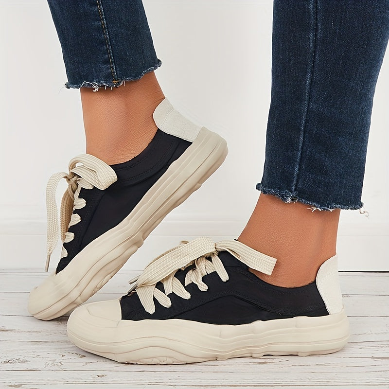 Women's Canvas Lace Up Retro Skate Shoes Lightweight Flat Shoes