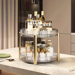 2-tier Cup Storage Rack for Living Room - Rotatable Household Desktop Organizer