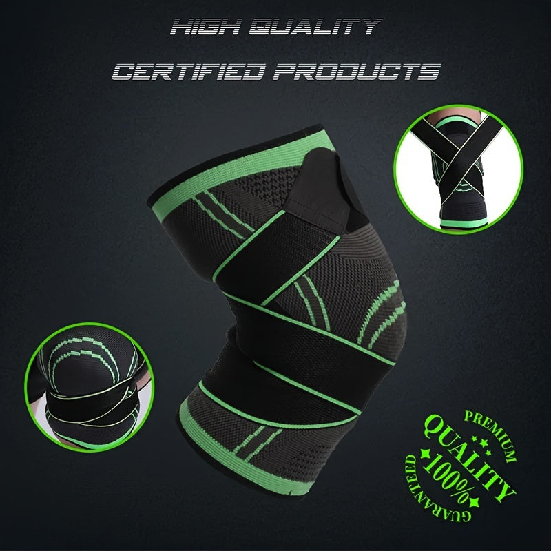 2pcs Knitted Sports Fitness Knee Pads Elastic Breathable 3D Weaving Dual Straps
