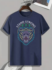 Bear Pattern Print Men's Comfy Sports T shirt Graphic Tee