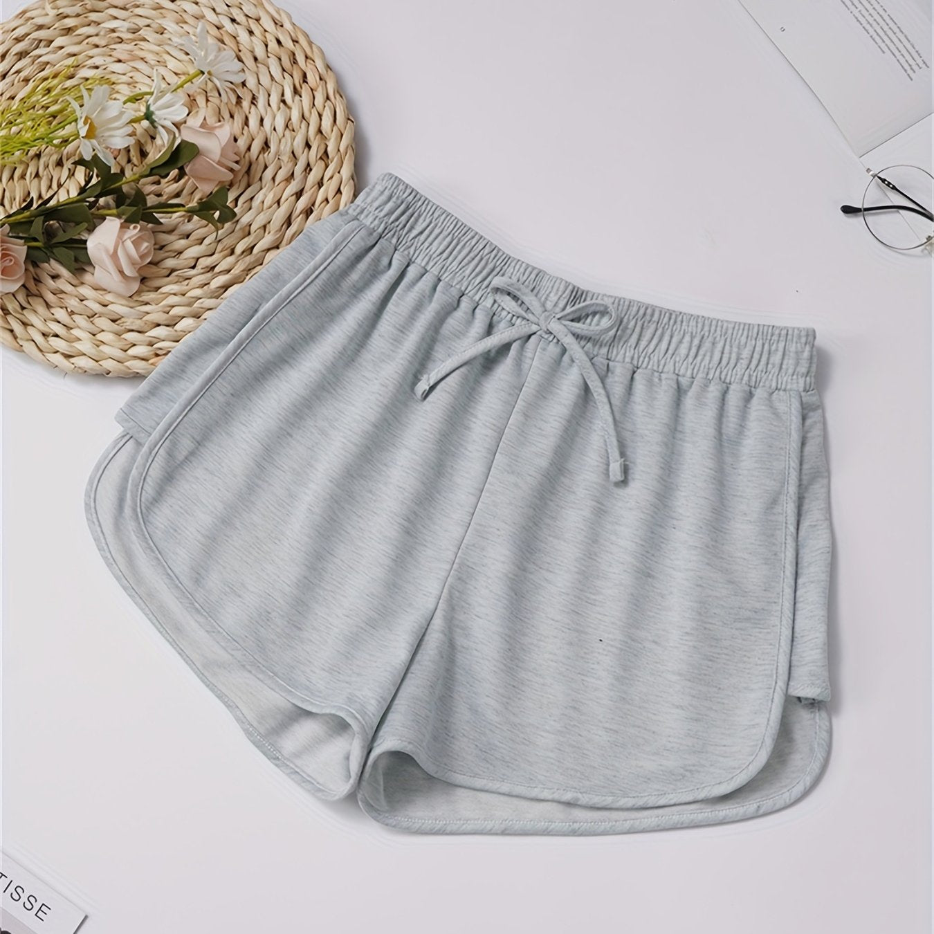 Sporty Elastic Waist Drawstring Shorts for Women