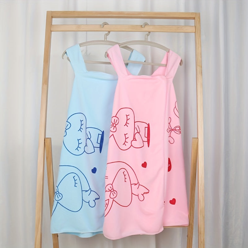 Cartoon Printed Bathrobe Quick Drying Spa Wrap Towel with Thick Straps