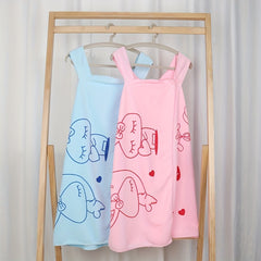 Cartoon Printed Bathrobe Quick Drying Spa Wrap Towel with Thick Straps